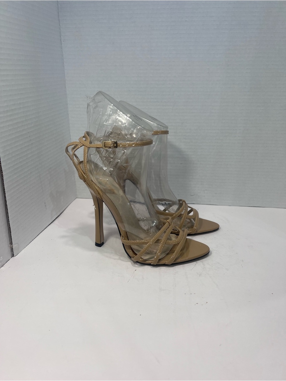 Frederick's of Hollywood Beige Strappy Stiletto Sandals